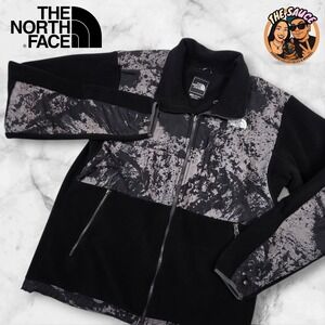 The North Face Denali Fleece Jacket Mens Medium Black Grey Topo Print Polartec